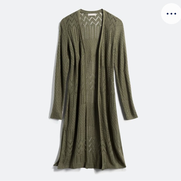 Love Ellie Benhill Pointelle Duster Olive Green Open-Front Knit Cardigan
Size M - Picture 1 of 5